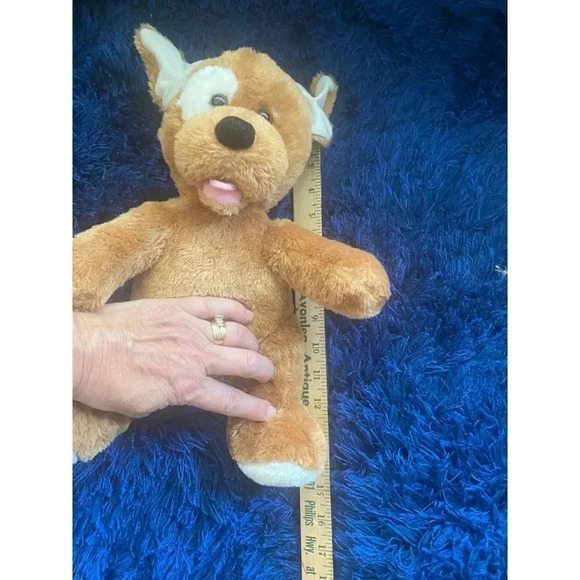 BAB Patches Brown Sugar Puppy Dog White Eye Patch 14" Pink Tongue Stuffed Animal - Picture 3 of 12